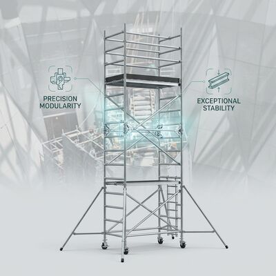 Un buen precio. Ancho doble 1,35m Torre de andamios de aluminio 450kg Plataforma de trabajo pesado Sistema de acceso a la construcción de grado industrial CE en línea